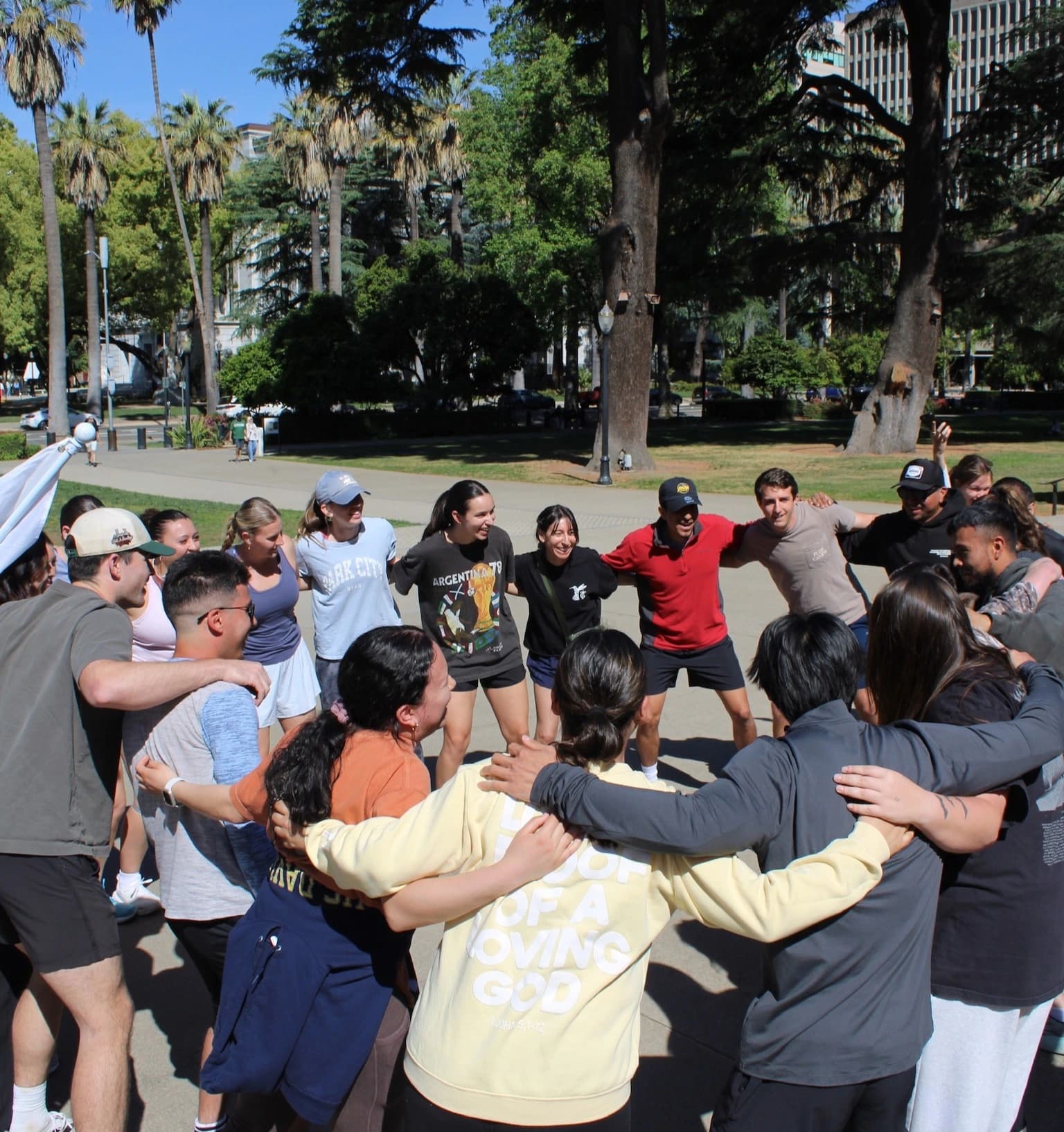 Group huddle before the run