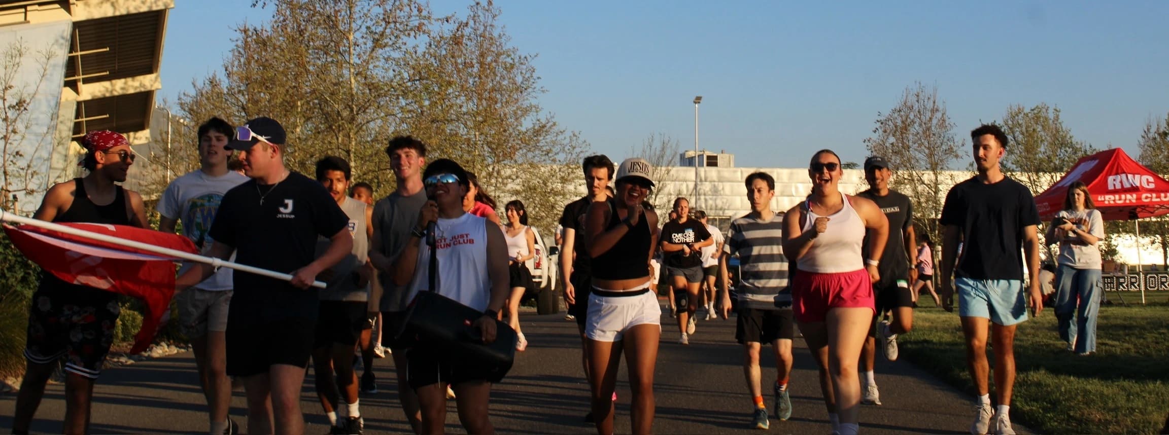 Runners moving together as a group